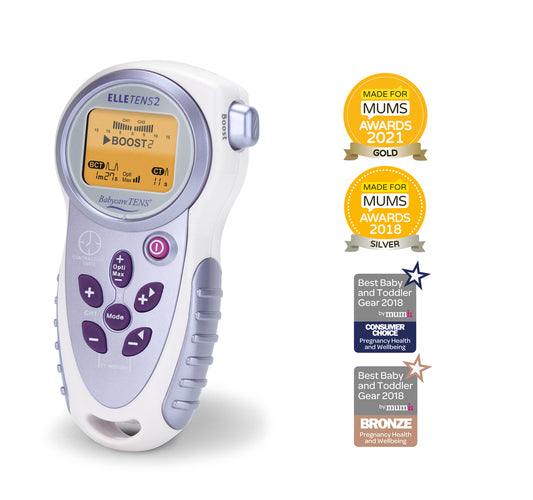 Image of Babycare Elle Tens 2 machine to rent hire. Display shows boost function